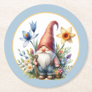 Dessous De Verre Rond Fête du jardin du printemps mignon gnome