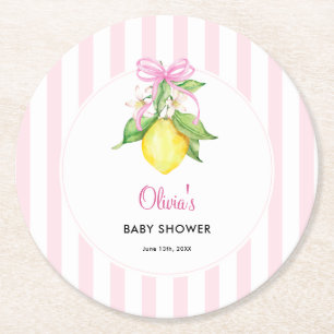 Dessous De Verre Rond Fête prénatale Coquette Lemon Rose