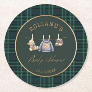 Dessous De Verre Rond Fête prénatale ourson plaid aquarelle prépa