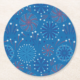 Dessous De Verre Rond Feu d'artifice du 4 juillet