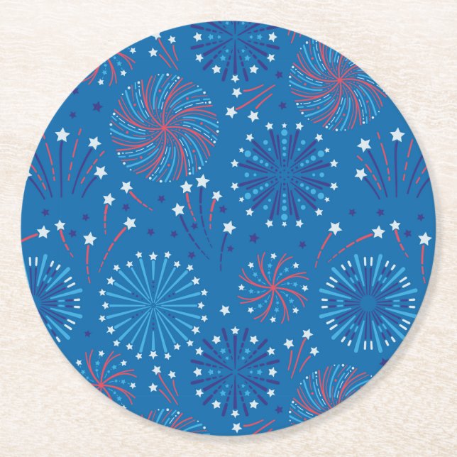 Dessous De Verre Rond Feu d'artifice du 4 juillet (Devant)