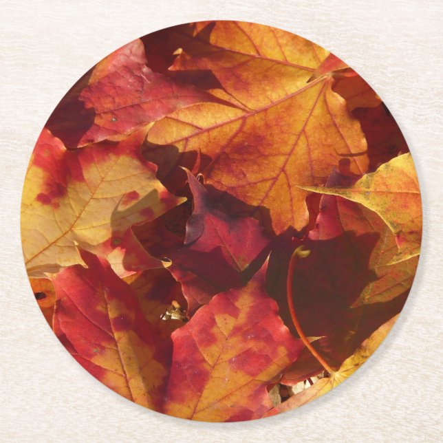 Dessous De Verre Rond Feuille d'automne de chute (Devant)