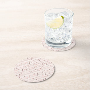 Dessous De Verre Rond Feuille de notes de musique rose