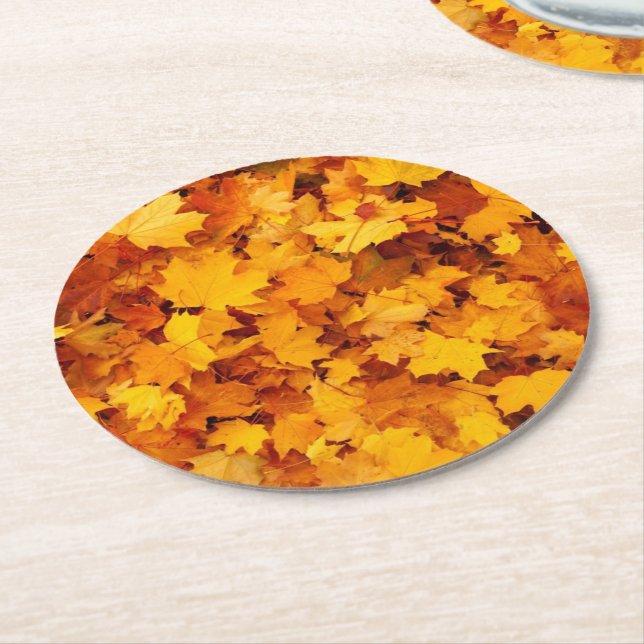 Dessous De Verre Rond Feuilles d'automne (Incliné)