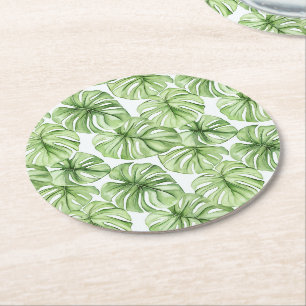 Dessous De Verre Rond Feuilles Tropical Green Palm