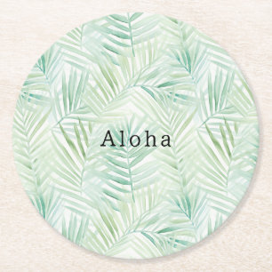 Dessous De Verre Rond Feuilles Tropicales Vertes Aloha
