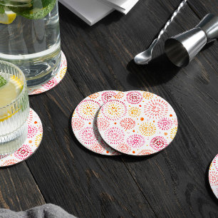 Dessous De Verre Rond Feux d'aquarelle mignonne en jaune et orange