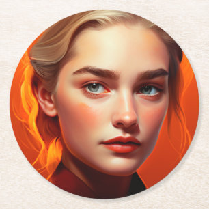Dessous De Verre Rond Fille aux yeux bleus