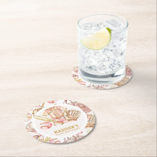 Dessous De Verre Rond Fille personnalisée Anniversaire Baseball