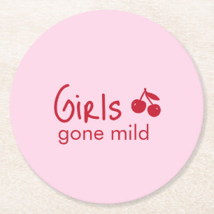 Dessous De Verre Rond Filles Devenues Douces Rose et Rouge Cerise Enterr