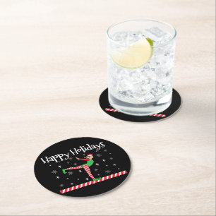 Dessous De Verre Rond Filles Gymnastique Elfe de Noël