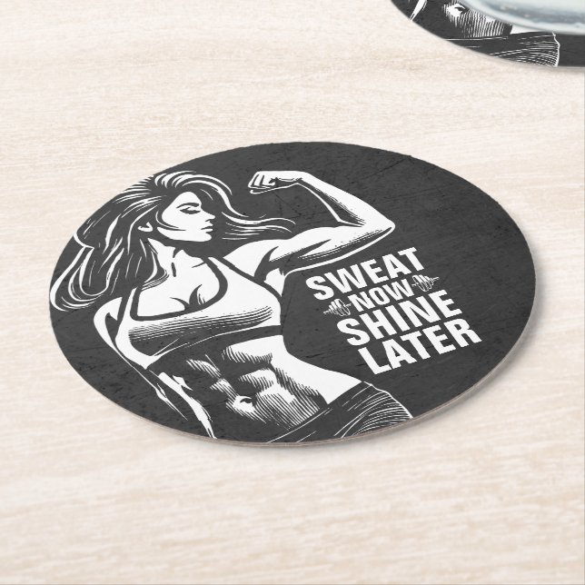 Dessous De Verre Rond Fitness Gym entraînement Bodybuilding Motivation (Incliné)