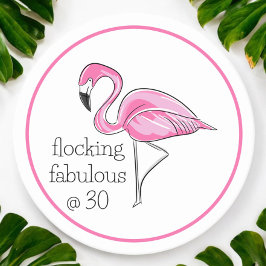 Dessous De Verre Rond Flamant rose Flock Fabulous à la Trente-Partie de