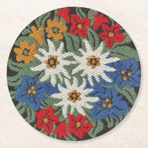 Dessous De Verre Rond Fleur alpine suisse Edelweiss