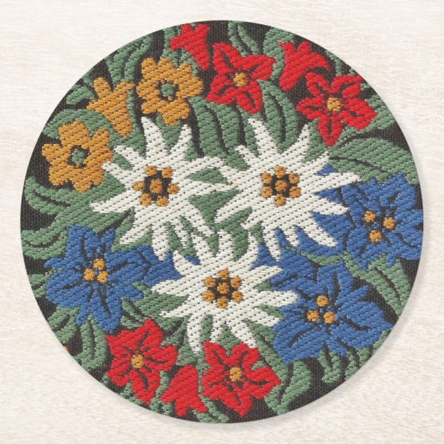 Dessous De Verre Rond Fleur alpine suisse Edelweiss (Devant)