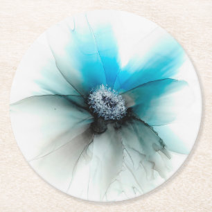 Dessous De Verre Rond Fleur de bille d'encre à alcool