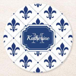 Dessous De Verre Rond Fleur de lis Motif