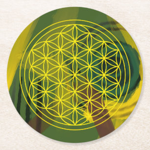 Dessous De Verre Rond fleur de vie, géométrique sacrée, zen, chakra,