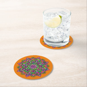 Dessous De Verre Rond Fleur De Vie - Indien Mandala 1