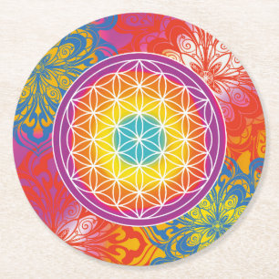 Dessous De Verre Rond Fleur de vie mandala zen