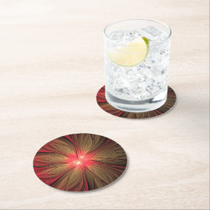 Dessous De Verre Rond Fleur fractale de fansy rouge