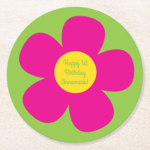 Dessous De Verre Rond Fleur mignonne fête d'anniversaire
