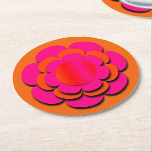Dessous De Verre Rond Fleur rose et orange
