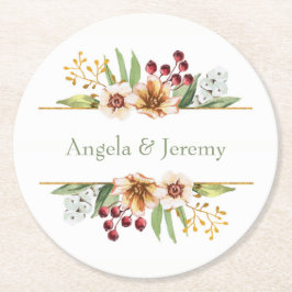 Dessous De Verre Rond Fleur sauvage d'automne - Mariage d'aquarelle