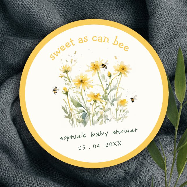 Dessous De Verre Rond Fleur sauvage Jaune doux comme Baby shower neutre (Créateur téléchargé)