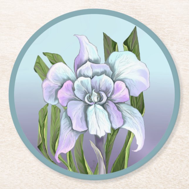 Dessous De Verre Rond Fleur Smeraldo (Devant)