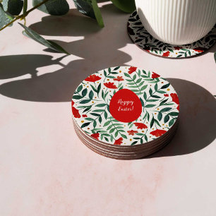 Dessous De Verre Rond Fleurs d'aquarelle de jardin magiques en rouge et 