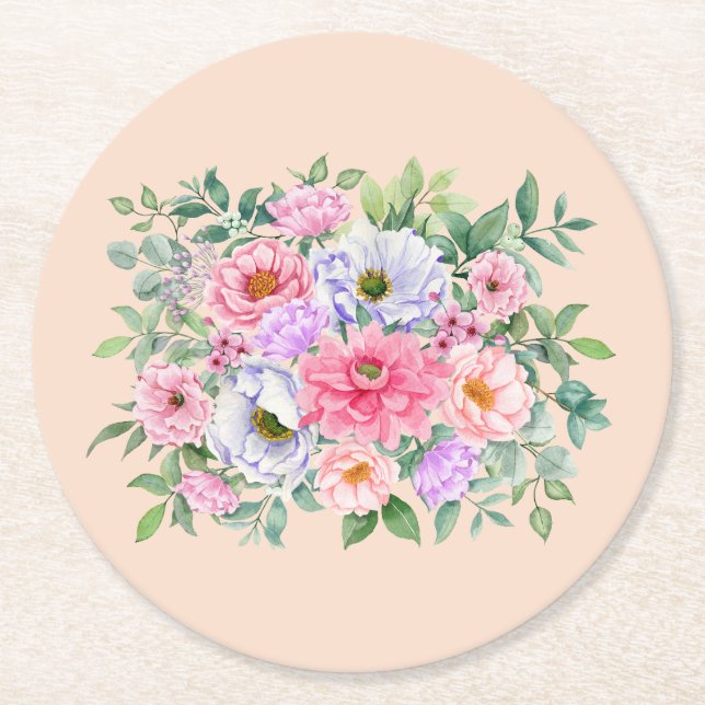 Dessous De Verre Rond Fleurs de Jardin d'été délicieuses (Devant)