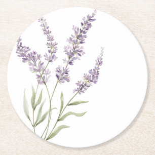 Dessous De Verre Rond Fleurs De Lavande Jolies Fête D'anniversaire