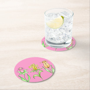 Dessous De Verre Rond Fleurs de printemps Pastel