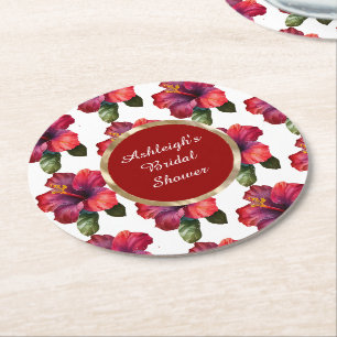 Dessous De Verre Rond Fleurs de Tilleul Rouge Tropical Mariage
