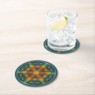 Dessous De Verre Rond FLEURS DE VIE - Fleur fractale 1