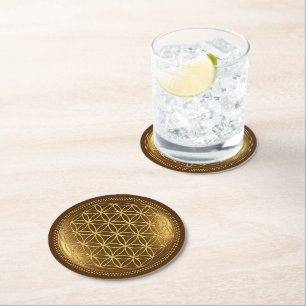 Dessous De Verre Rond FLEURS DE VIE - Géométrie Sacrée Médaillon 1