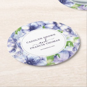 Dessous De Verre Rond Floral Anemone Mariage Luxe personnalisé
