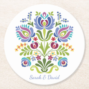 Dessous De Verre Rond Floral Violet Design hongrois