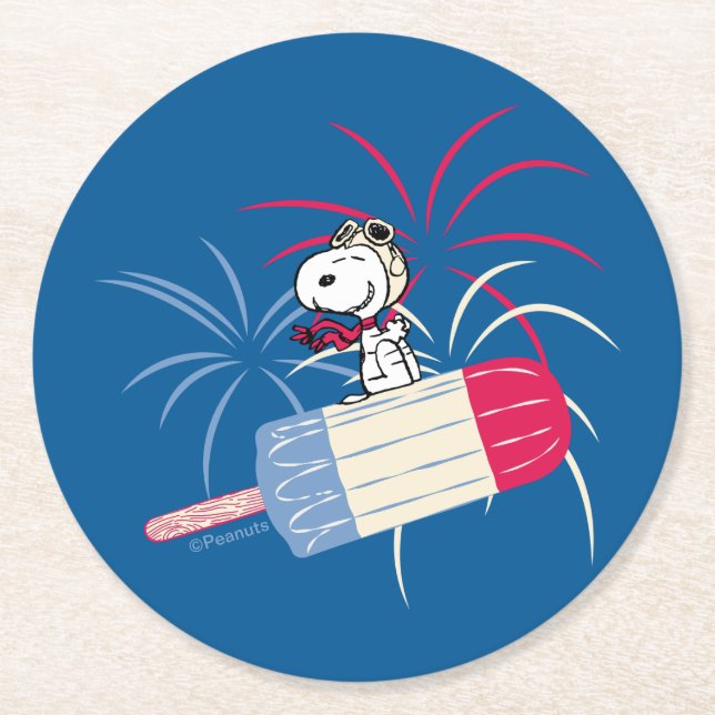 Dessous De Verre Rond Flying Ace Snoopy on Ice Pop (Devant)