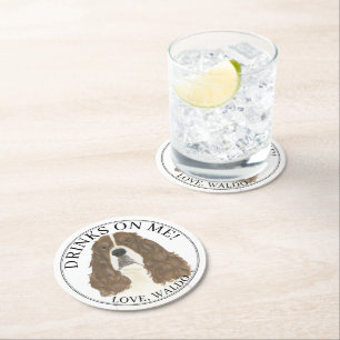 Dessous De Verre Rond Foie personnalisé Blanc Anglais Springer espagnol