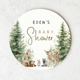 Dessous De Verre Rond Forêt Bois Animaux Baby shower mignon