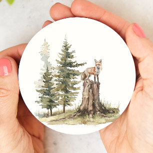 Dessous De Verre Rond Forêt d'animaux des bois   Baby shower Fox