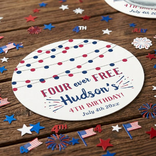 Dessous De Verre Rond Four Ever Free ! Fête du 4 juillet Anniversaire de