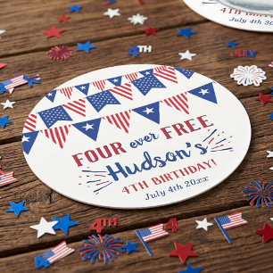 Dessous De Verre Rond Four Ever Free ! Fête du 4 juillet Anniversaire de