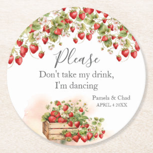 Dessous De Verre Rond Fraises aquarelle Je danse