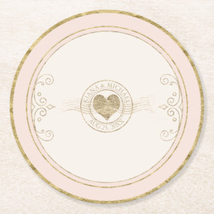Dessous De Verre Rond Français Romance Mariage Heart Blush ID870