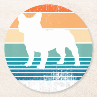 Dessous De Verre Rond Frenchie Bulldog Retro Sunset Love