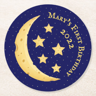 Dessous De Verre Rond Fromage Lune et Étoiles Personnalisé