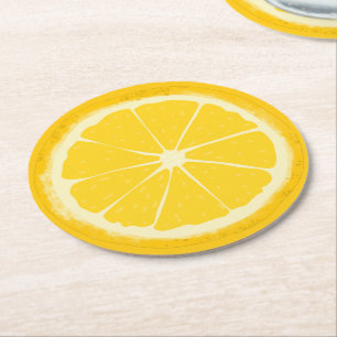 Dessous De Verre Rond Fruit d'agrumes de citron jaune